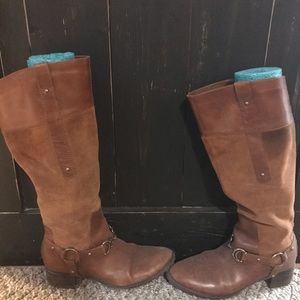 etienne aigner brown leather/sued boots